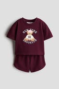 H&M 2-Piece Printed Sweatshirt And Shorts Set
