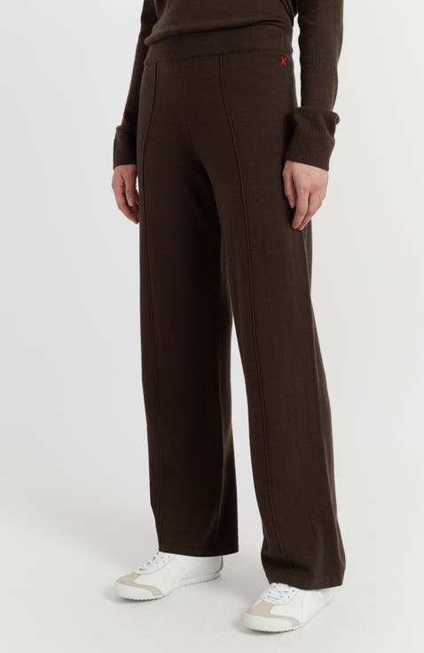 Wool Cashmere Wide Leg Track Pants
