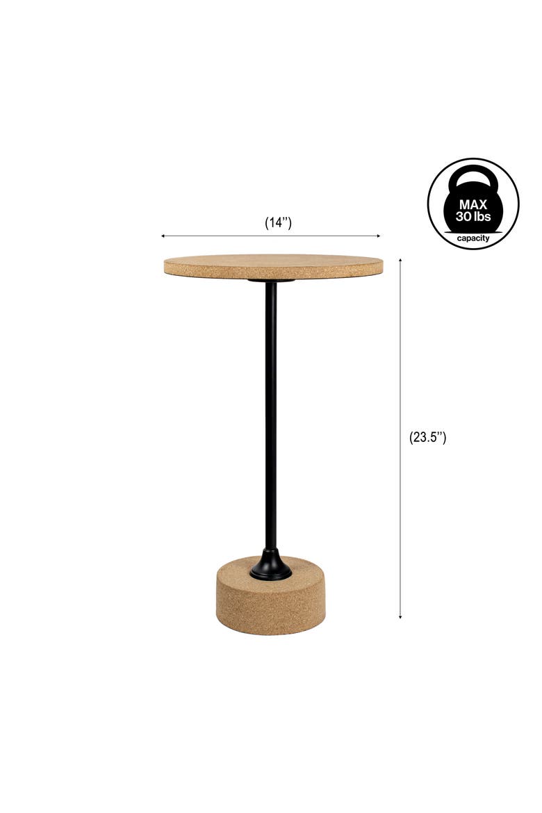 Calix Minimalist Round Pedestal End Table, Resin Iron Accent Drink Table for Living Room or Bedroom, Alternate, color, Light Brown