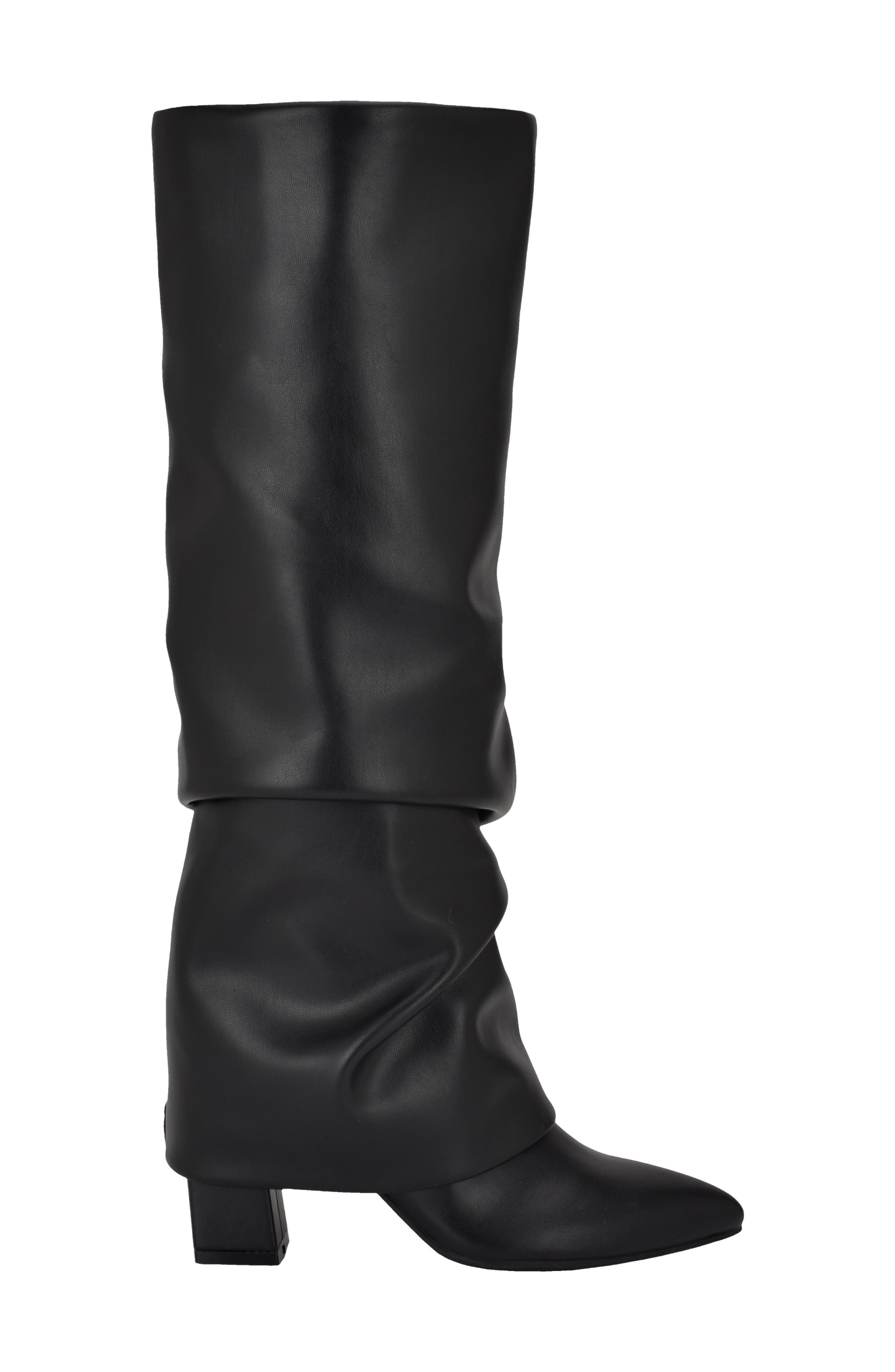 Geima Pointed Toe Slouch Foldover Boot, Alternate, color, BLACK