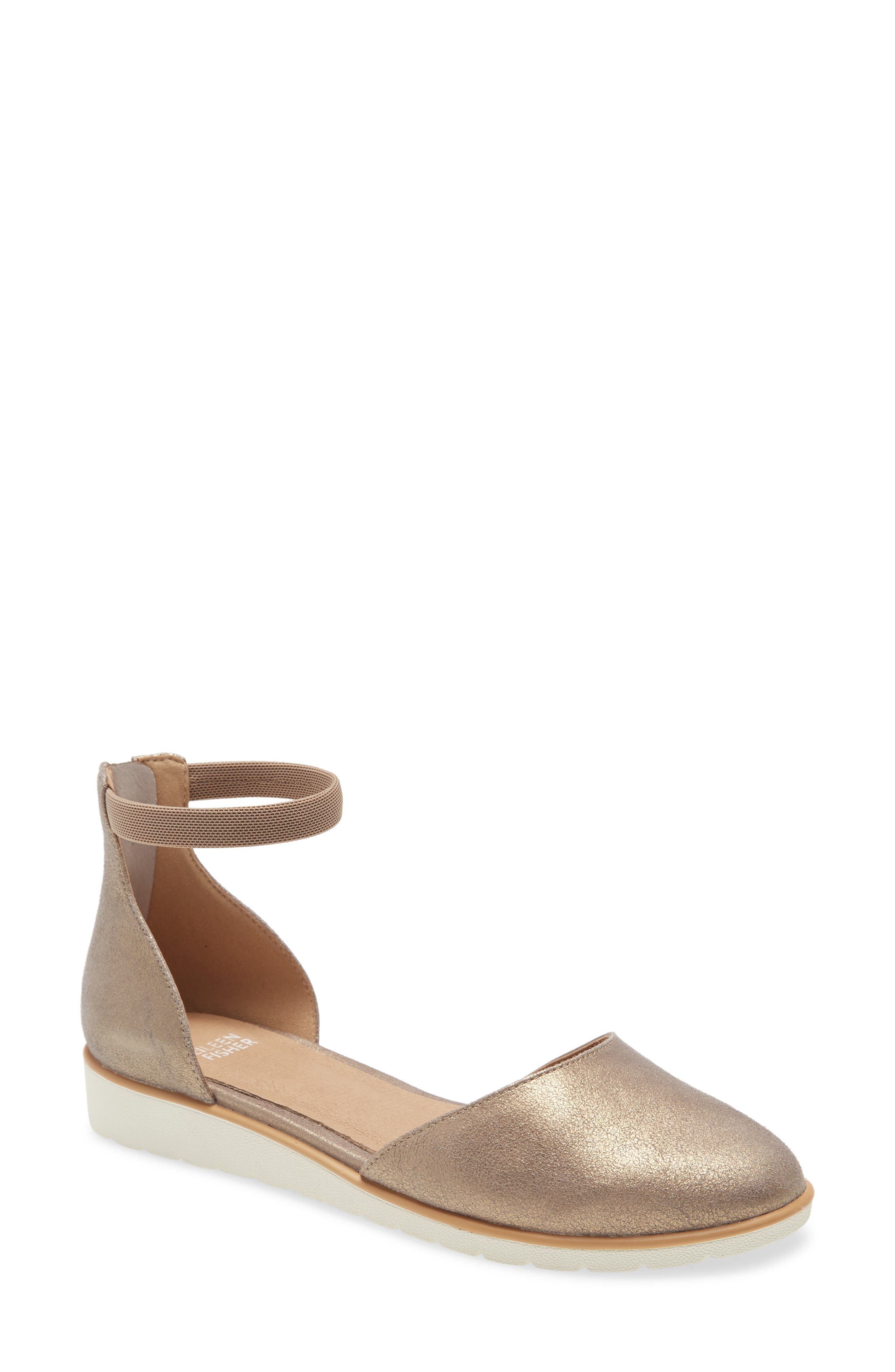 Ankle Strap Wedge, Main, color, PLATINUM METALLIC SUEDE