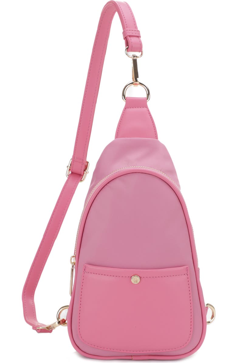 Mali + Lili Gwen Nylon & Vegan Leather Sling Bag, Main, color, Mauve