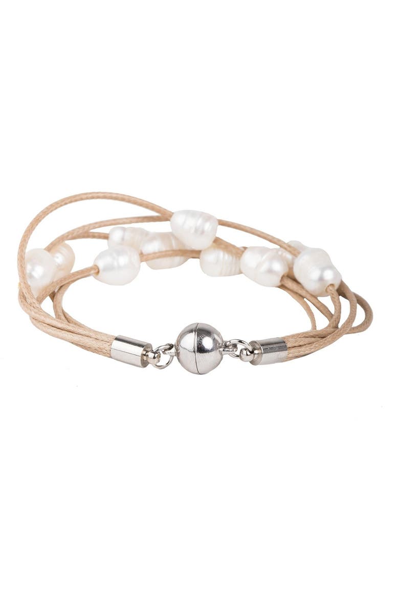 SAACHI Pearl & Leather Strand Bracelet, Alternate, color, 