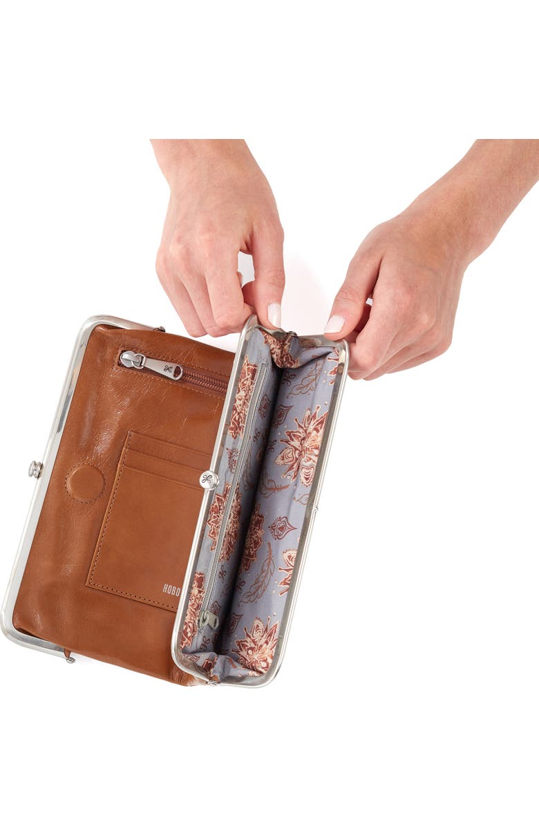 HOBO Lauren Leather Double Frame Clutch, Alternate, color, Truffle