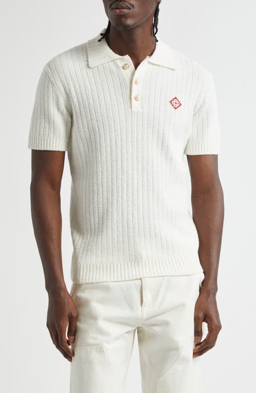 Casablanca Bouclé Rib Polo in White  product