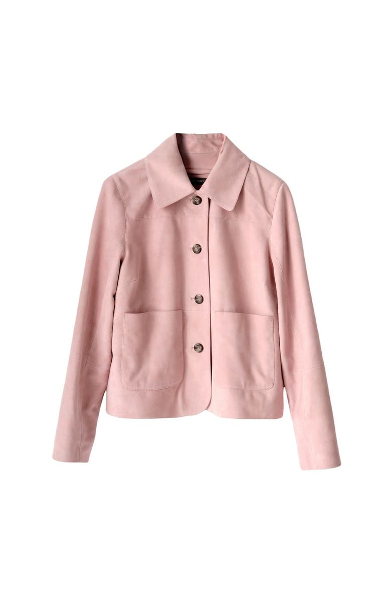 MINT VELVET Suede Jacket with Classic Collar & Button-Front Pockets, Alternate, color, Light Pink