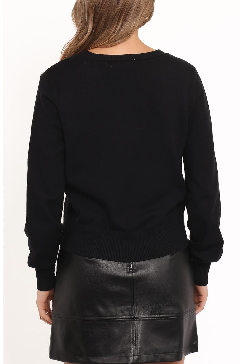 Josey Bow Button Cardigan, Alternate, color, BLACK