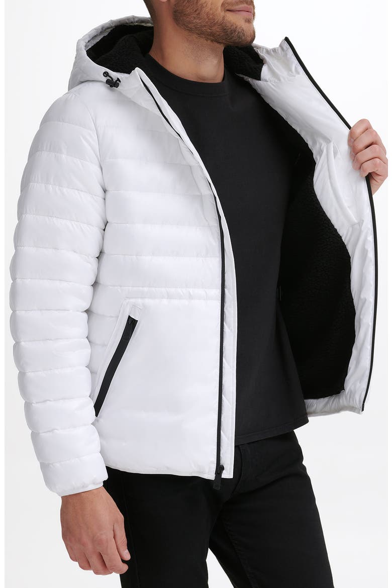 Hooded Midweight Quilted Zip Jacket, Alternate, color, WHITE