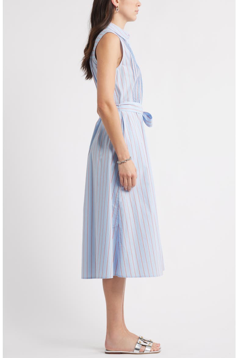 Pintuck Tie Waist Cotton Shirtdress, Alternate, color, BLUE WINDSURFER JEN STRIPE