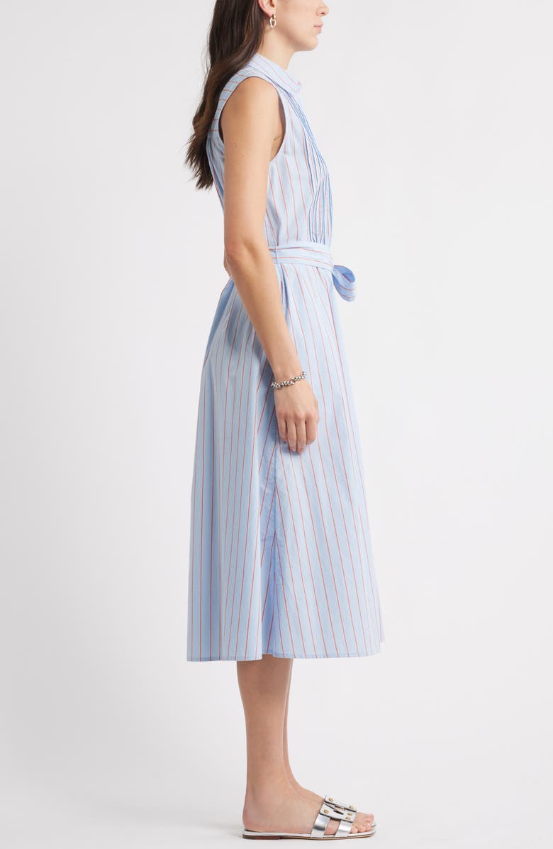 Caslon<sup>®</sup> Pintuck Tie Waist Cotton Shirtdress, Alternate, color, Blue Windsurfer Jen Stripe