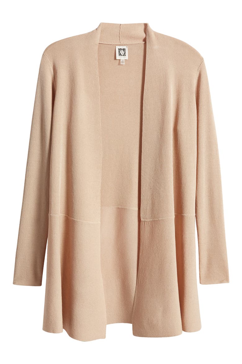 Peplum Long Cardigan, Alternate, color, LATTE