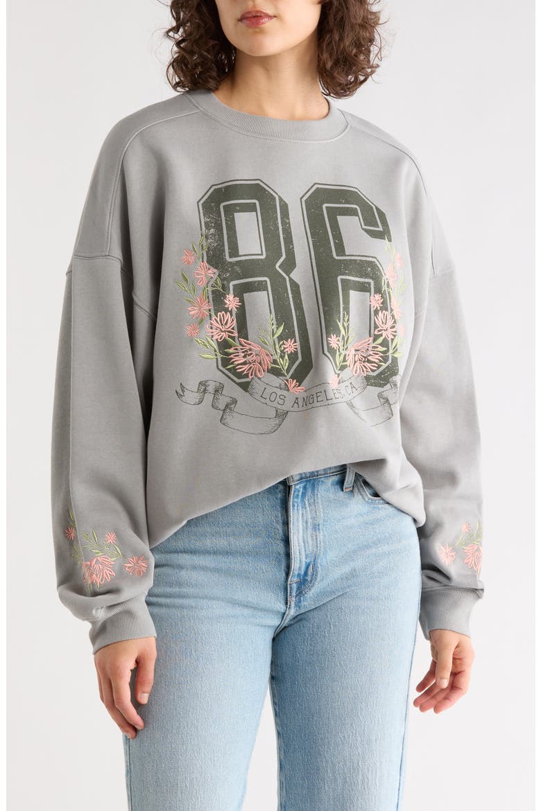 86 Floral Graphic Sweatshirt, Main, color, GREY
