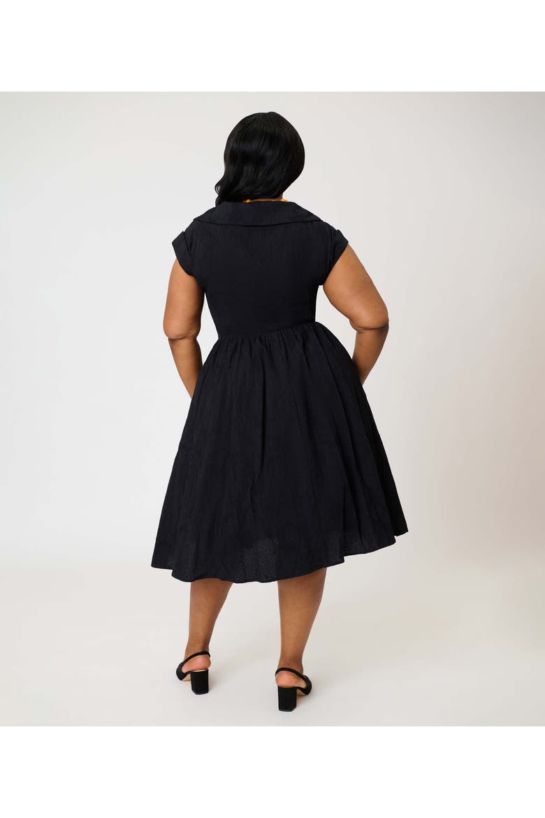 Plus Size Cafe Swing Dress, Alternate, color, Black Pumpkin Embriodered
