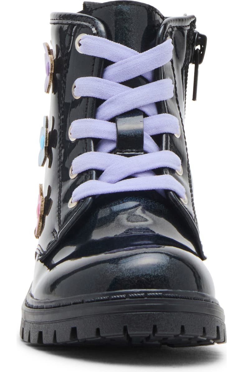 Steve Madden Kids' Fritz Floral Lace-Up Boot, Alternate, color, Black