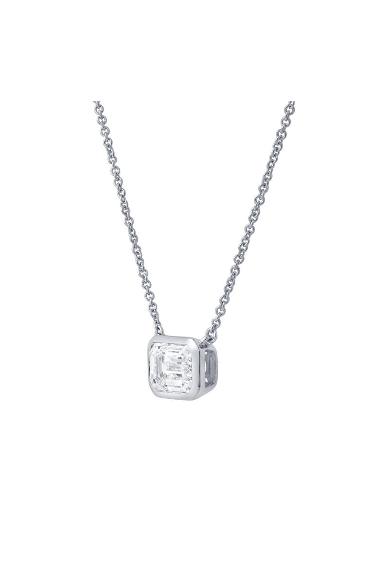 LuvMyJewelry Glinda Emerald East West 14K Gold Lab Grown Diamond Bezel Necklace - 1.50 ct, Alternate, color, 14K White Gold