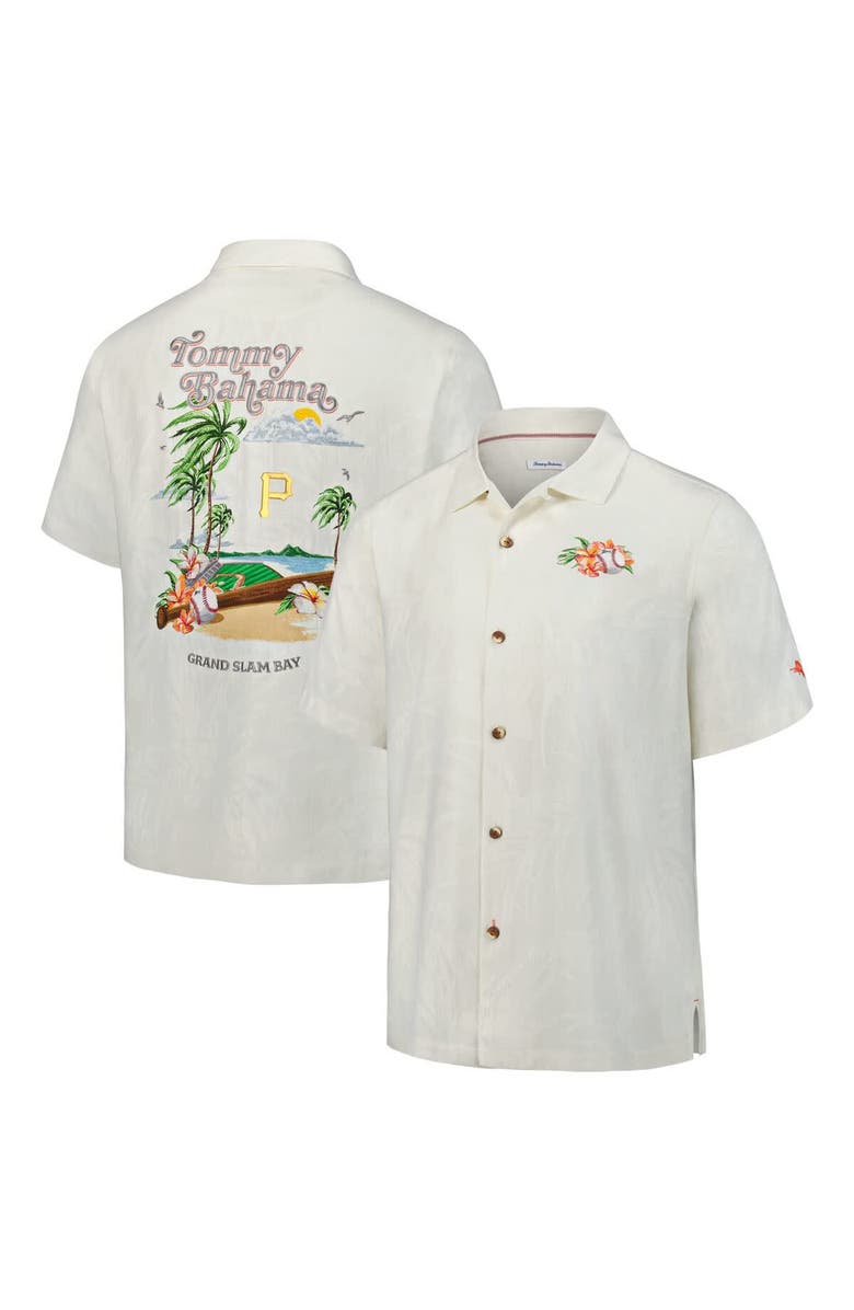 Tommy Bahama Men's Tommy Bahama  White Pittsburgh Pirates Grand Slam Bay Camp Button-Up Shirt, Alternate, color, White