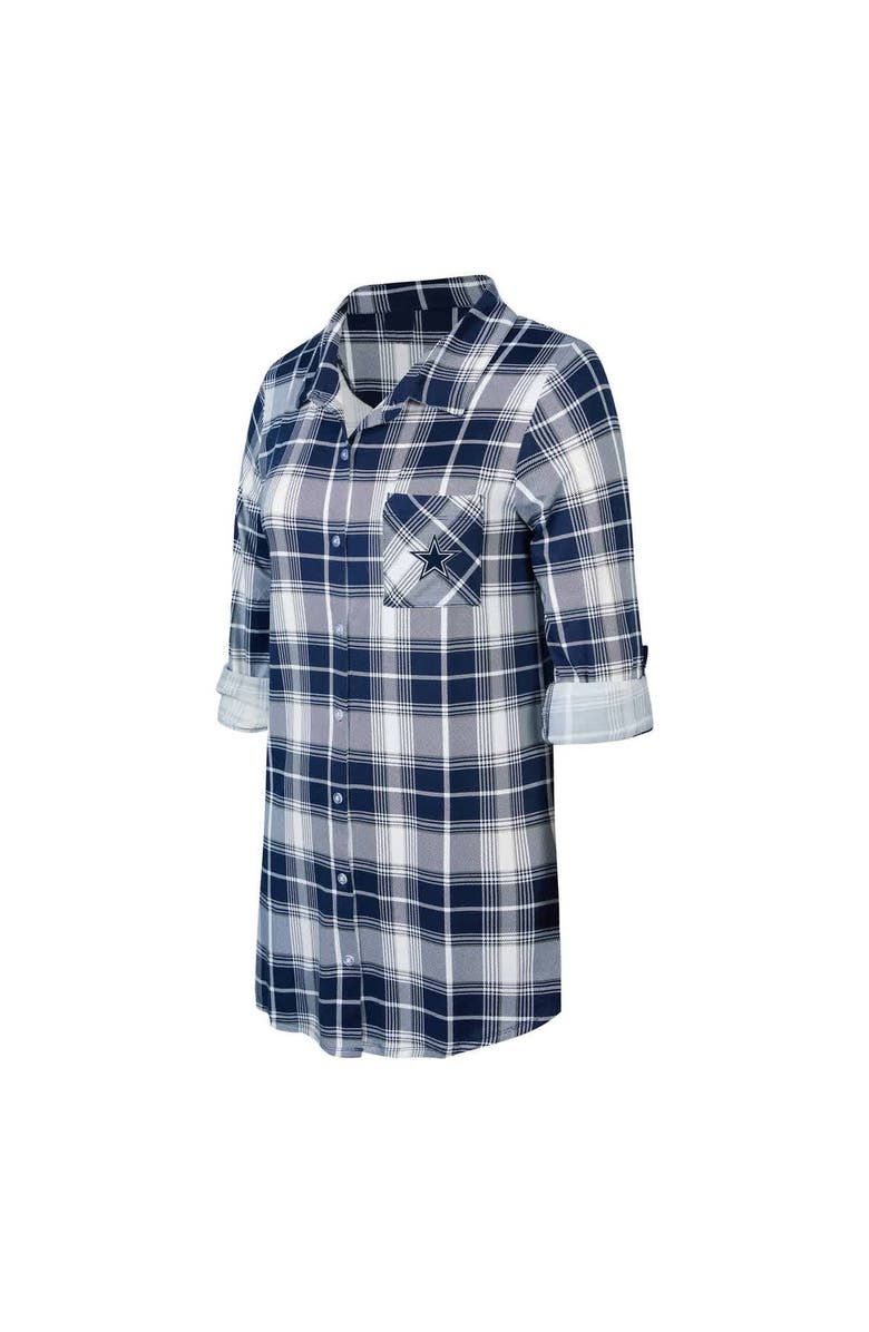 CONCEPTS SPORT Women's Concepts Sport Navy Dallas Cowboys Ashford Plaid Knit Nightshirt, Main, color, Navy