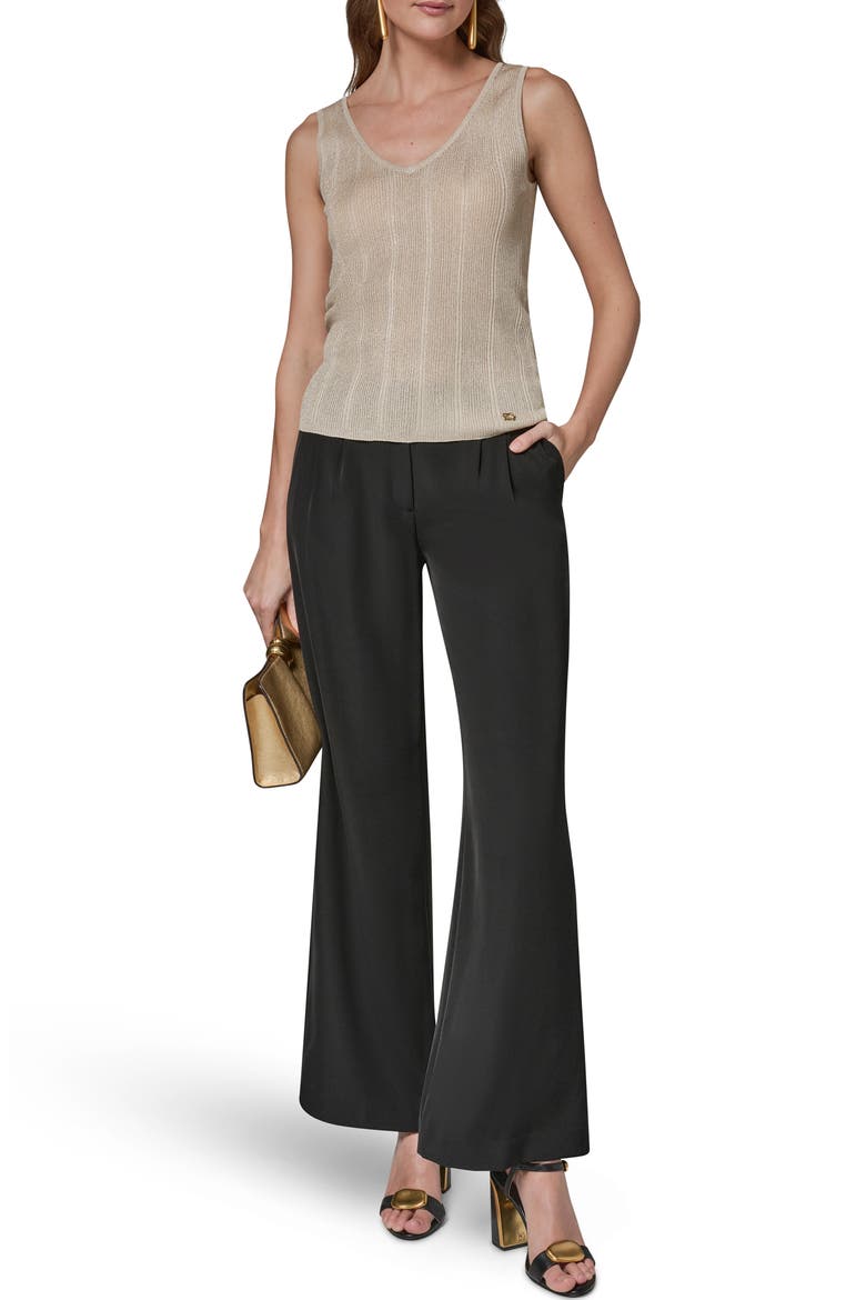 Metallic V-Neck Rib Sweater Tank, Alternate, color, LIGHT GOLD