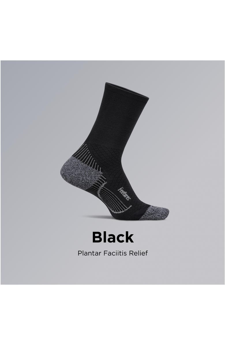 Feetures Plantar Fasciitis Relief Light Cushion Mini Crew Targeted Arch & Plantar Fascia Support, Alternate, color, Black