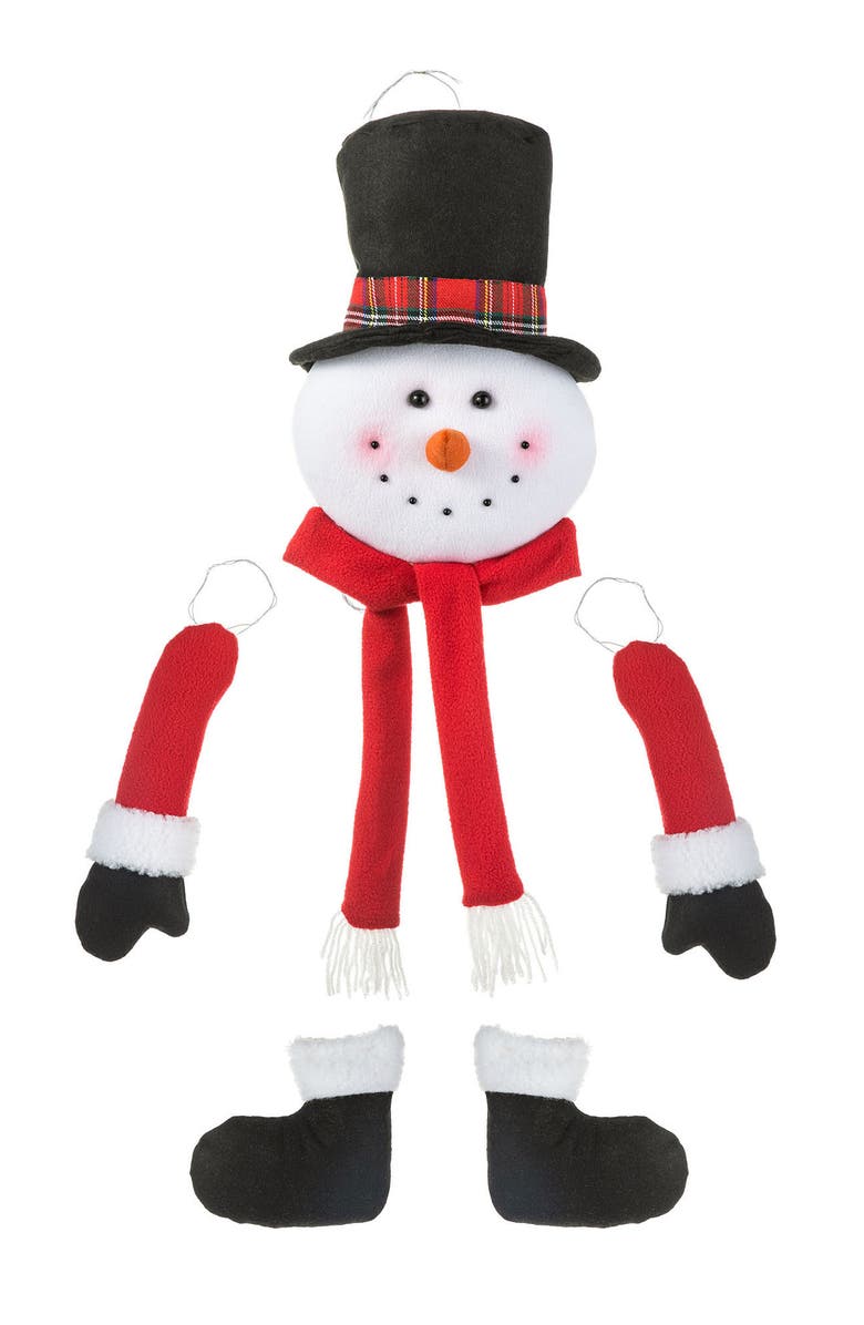 Glitzhome Christmas Fabric Santa & Snowman Jumbo Ornament Set, Main, color, 