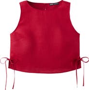 MANGO Side Bow Sleeveless Linen Top