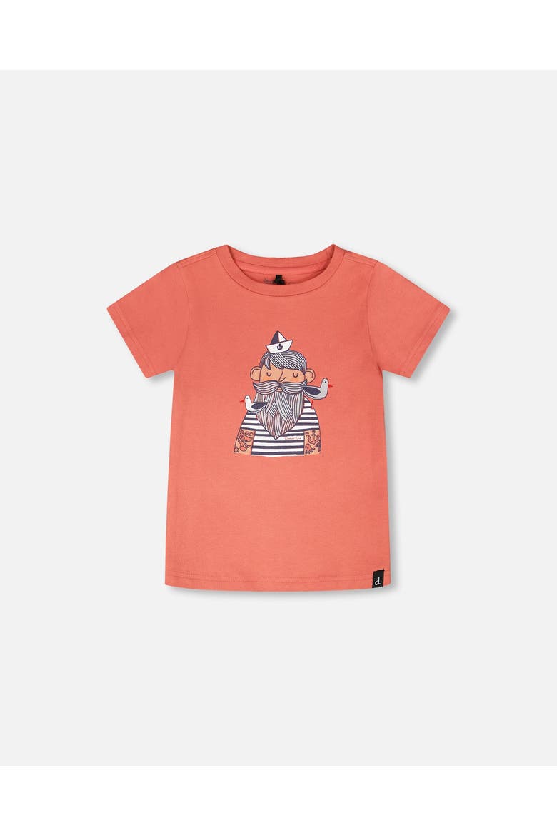 Organic Cotton Sailor Graphic Short Sleeve T-Shirt, Main, color, Brick