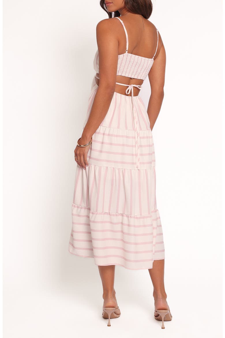 Evelin Stripe Cutout Midi Dress, Alternate, color, PINK STRIPE