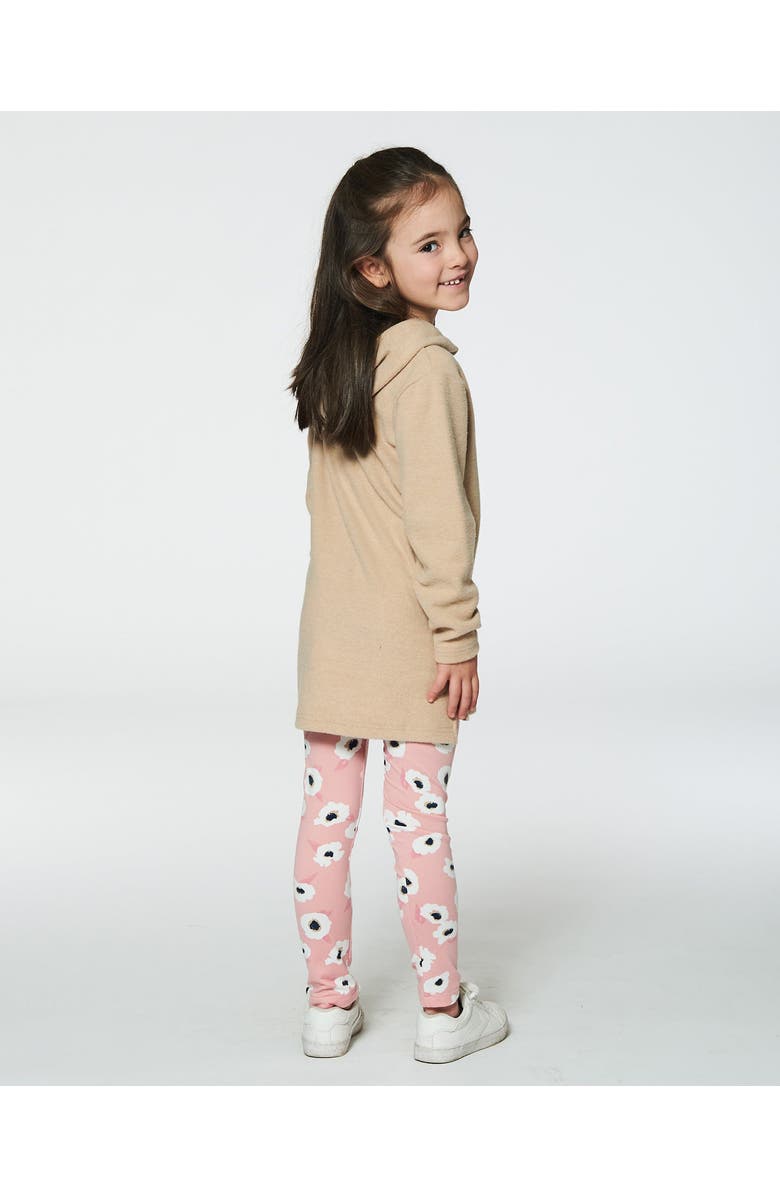 Deux par Deux Little Girl's Printed Leggings Pink With White Flowers, Alternate, color, 