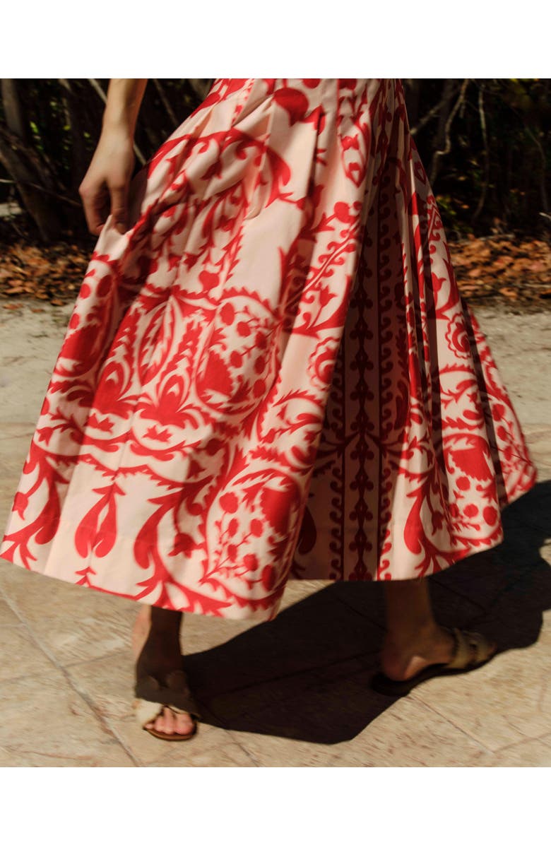 Cartolina Ingrid Printed Midi Dress, Alternate, color, Poppy