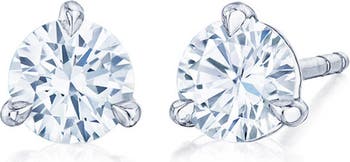 Round Brilliant Cut Diamond & Platinum Stud Earrings - 1.20ct.