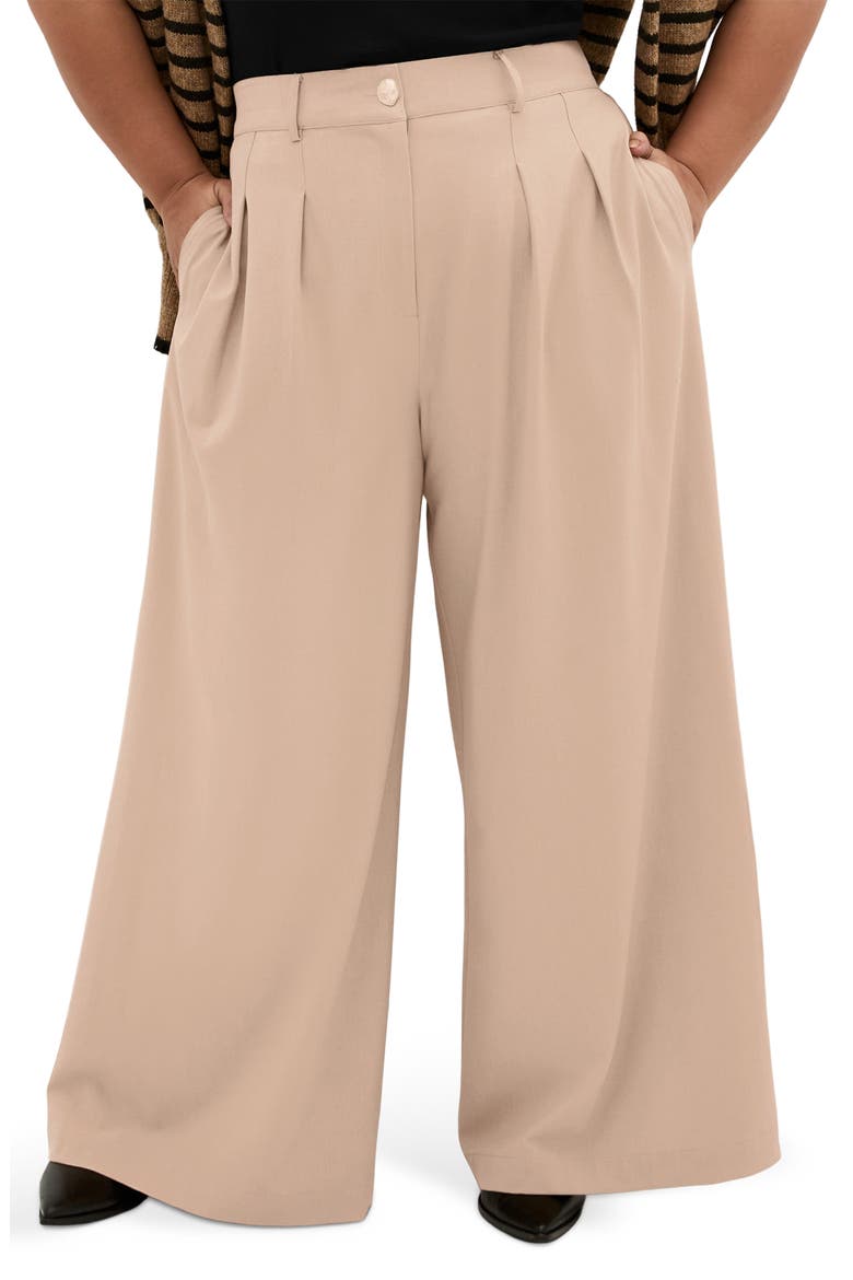 Abbigail Wide Leg Pants, Main, color, TAUPE MELANGE