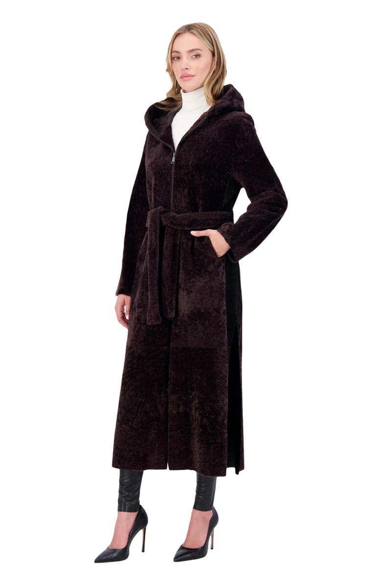 GORSKI Reversible Textured Genuine Shearling Coat, Alternate, color, Brown/Brown