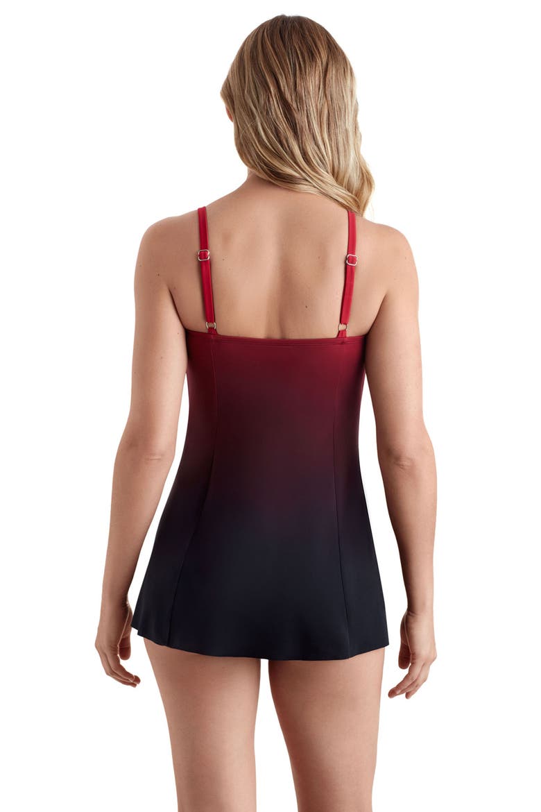 Princess Seam Swim Dress, Alternate, color, Sunset Ombre