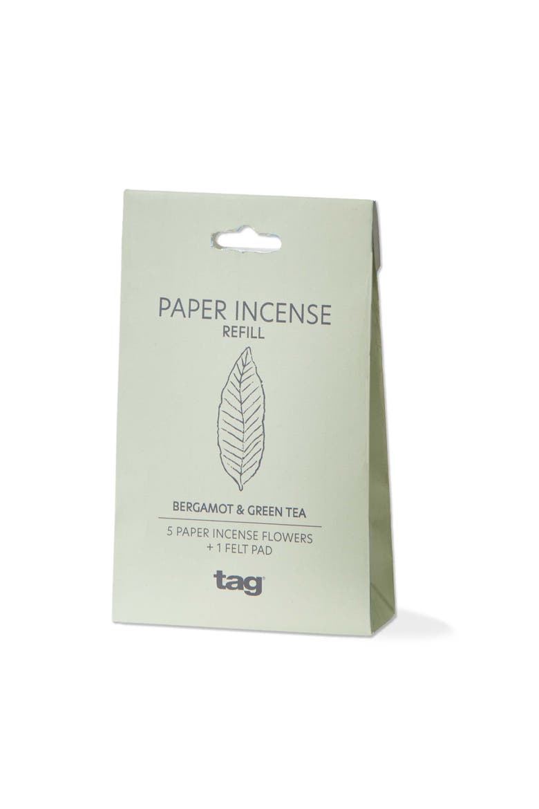 Bergamot Green Tea Paper Incense Refills Set of Five Ivory, Main, color, Beige