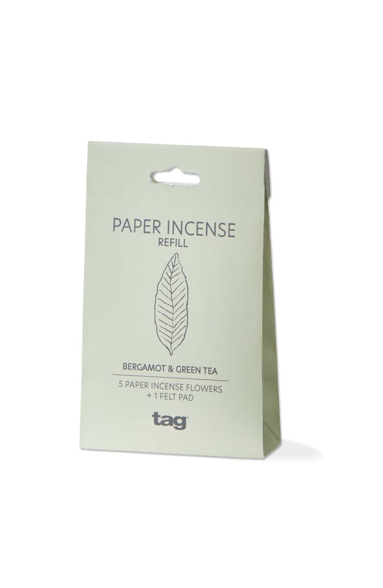 tag Bergamot Green Tea Paper Incense Refills Set of Five Ivory, Main, color, Beige