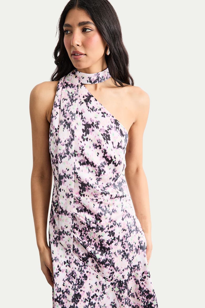 Scarf Tie Asymmetric Maxi Dress, Alternate, color, Multi