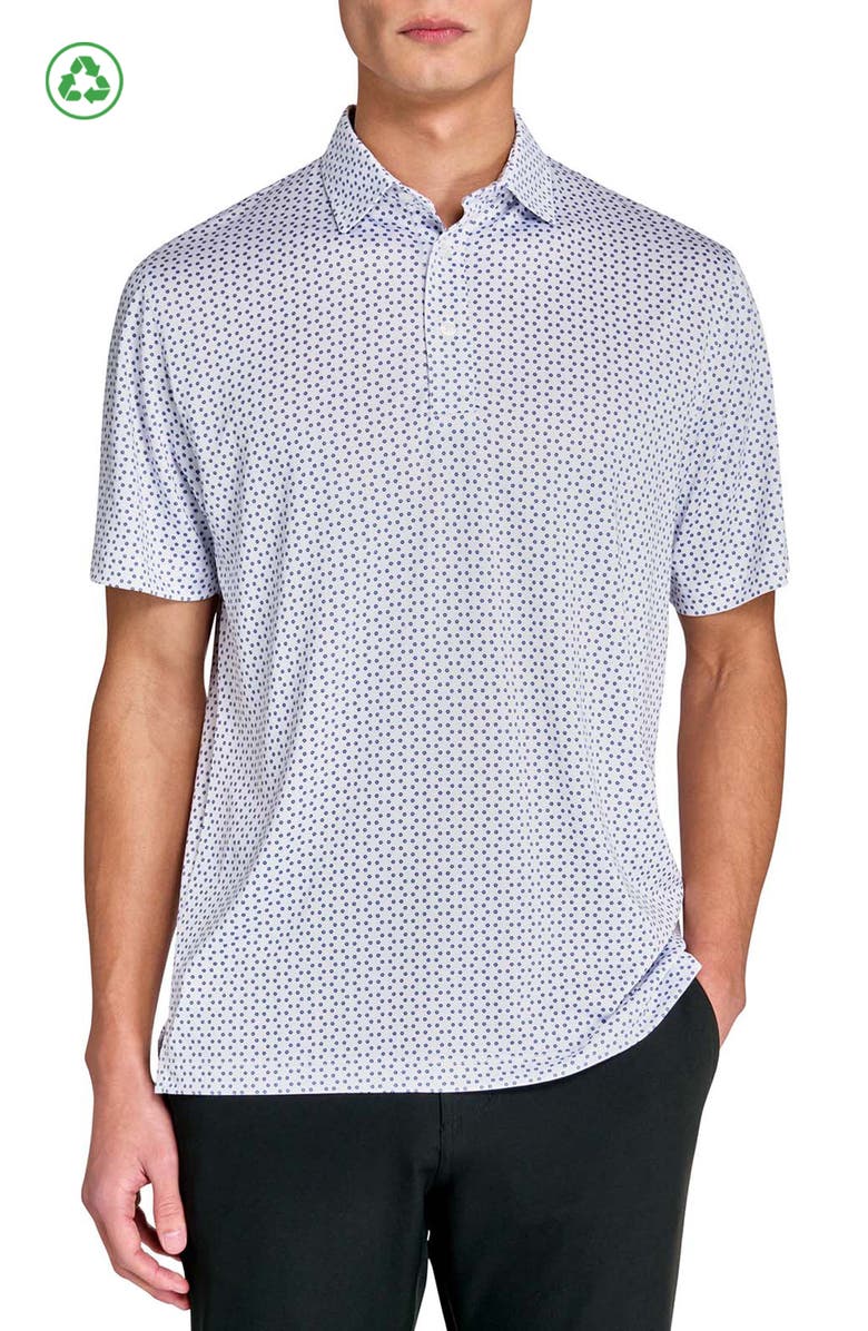 CONSTRUCT Regular Fit Micro Floral Dot Recycled Performance Golf Polo, Main, color, White/Blue