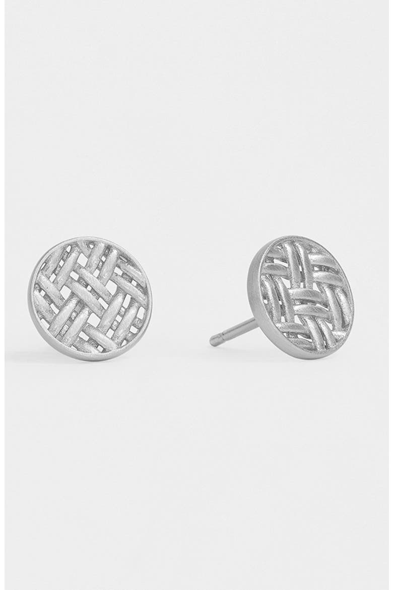 Cinta Woven Stud Earrings, Alternate, color, SILVER