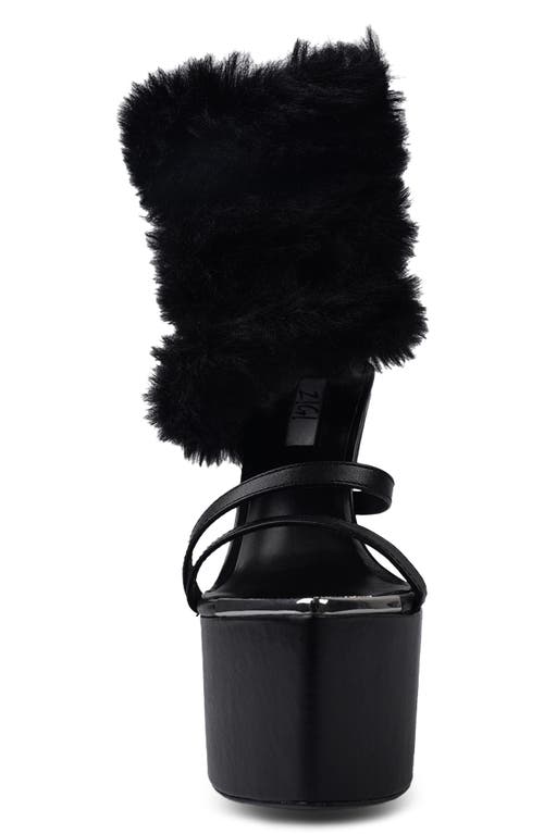 Zigi Zarra Faux Fur Platform Sandal In Black