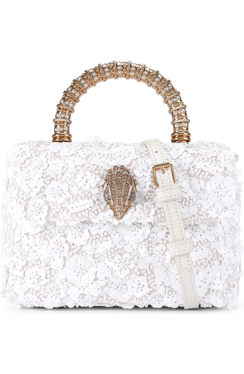 Kurt Geiger London Mini Kensington Sequin Top Handle Bag, Main, color, Open White