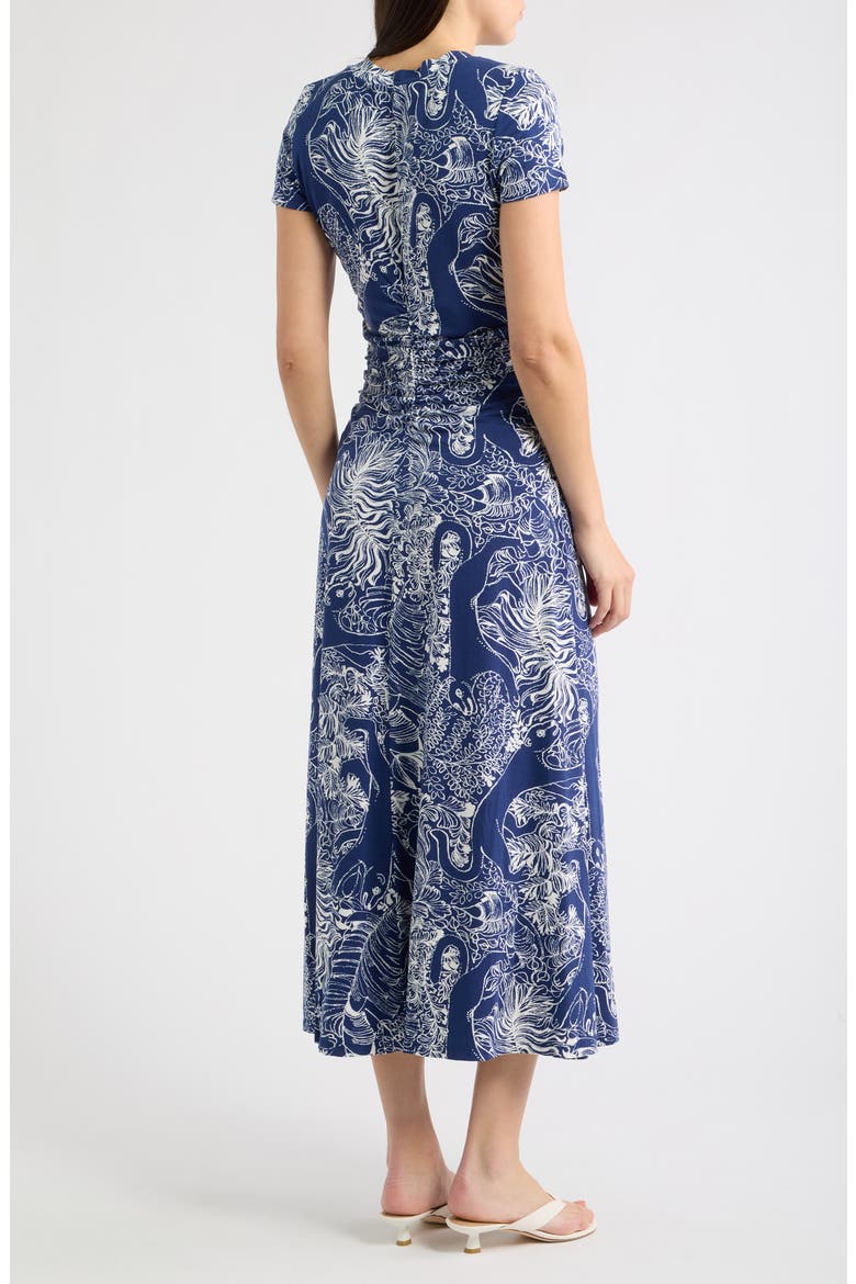 Alma Print Knit Midi Dress, Alternate, color, LOW TIDE NAVY PALM PROWL