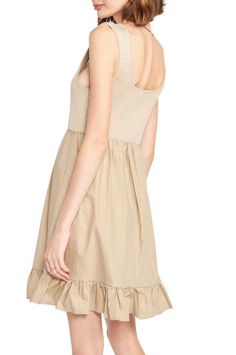 Winslow Mixed Media Scoop Neck Minidress, Alternate, color, TAUPE