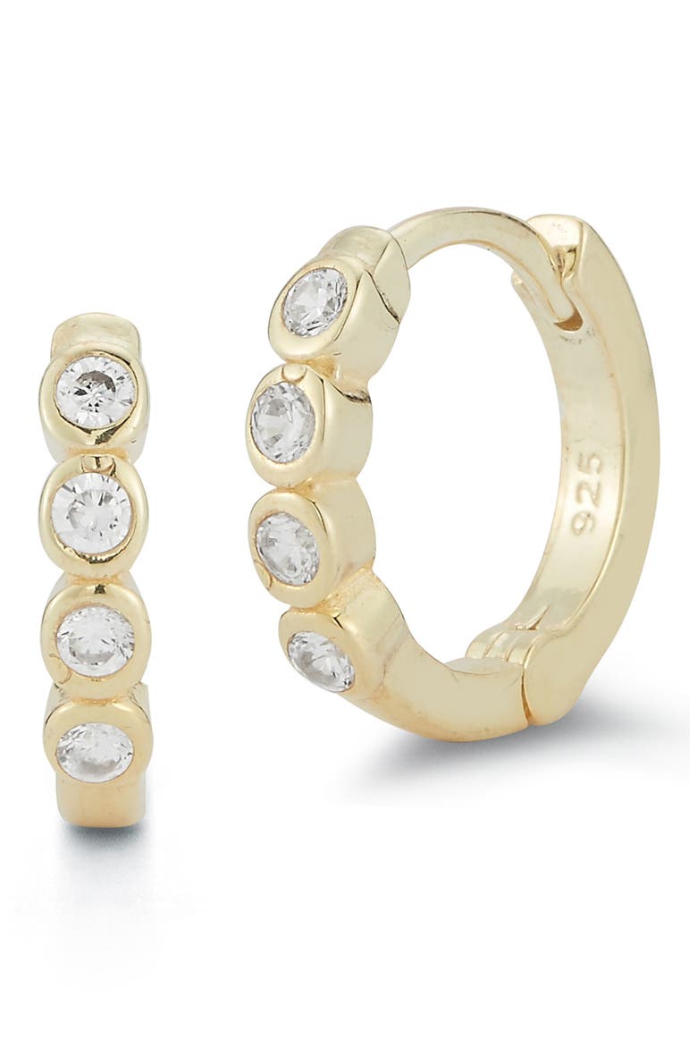 CZ Huggie Hoop Earrings, Main, color, GOLD