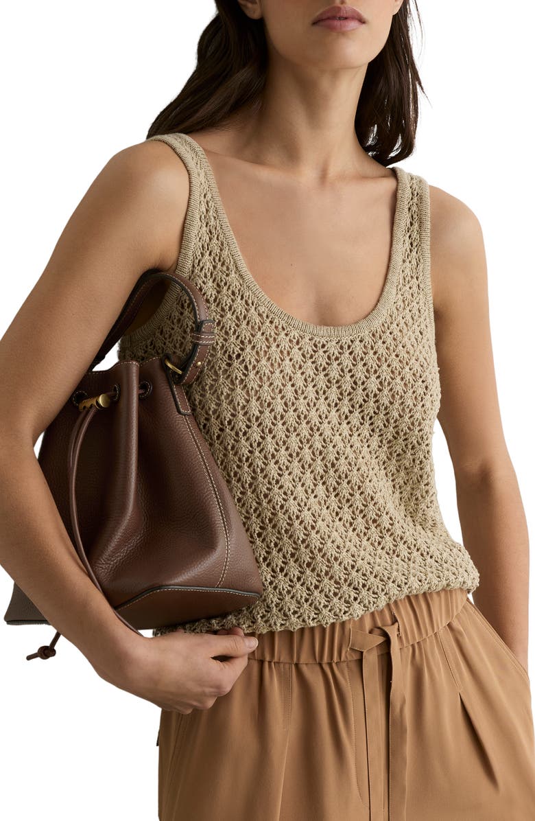Reiss Esther Leather Bucket Bag, Alternate, color, Tan