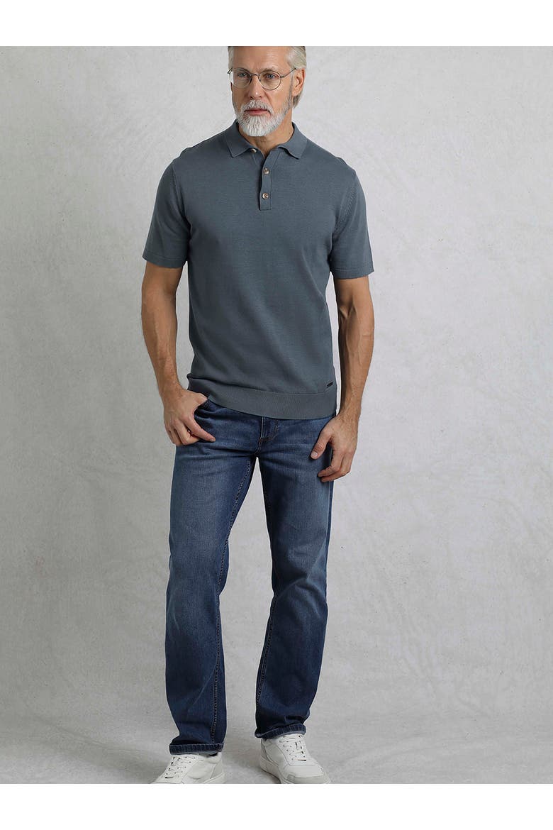 Quentin Short Sleeve Knitted Polo, Alternate, color, Blue Mirage