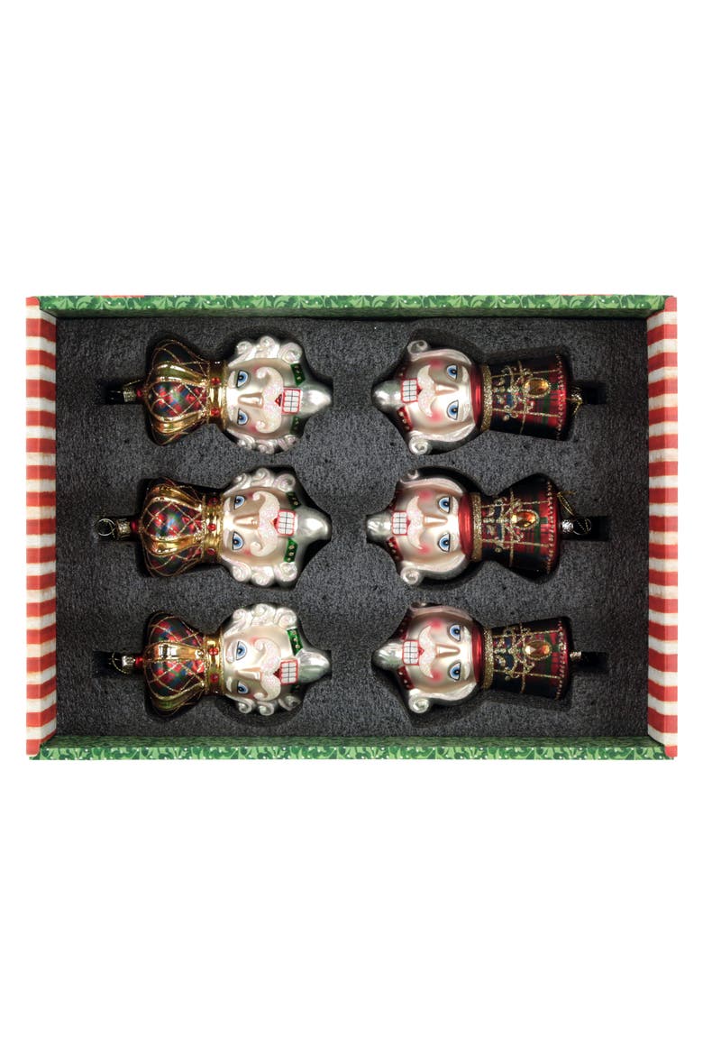 Festive King Nutcracker Ornament, Box of 6, Alternate, color, Red
