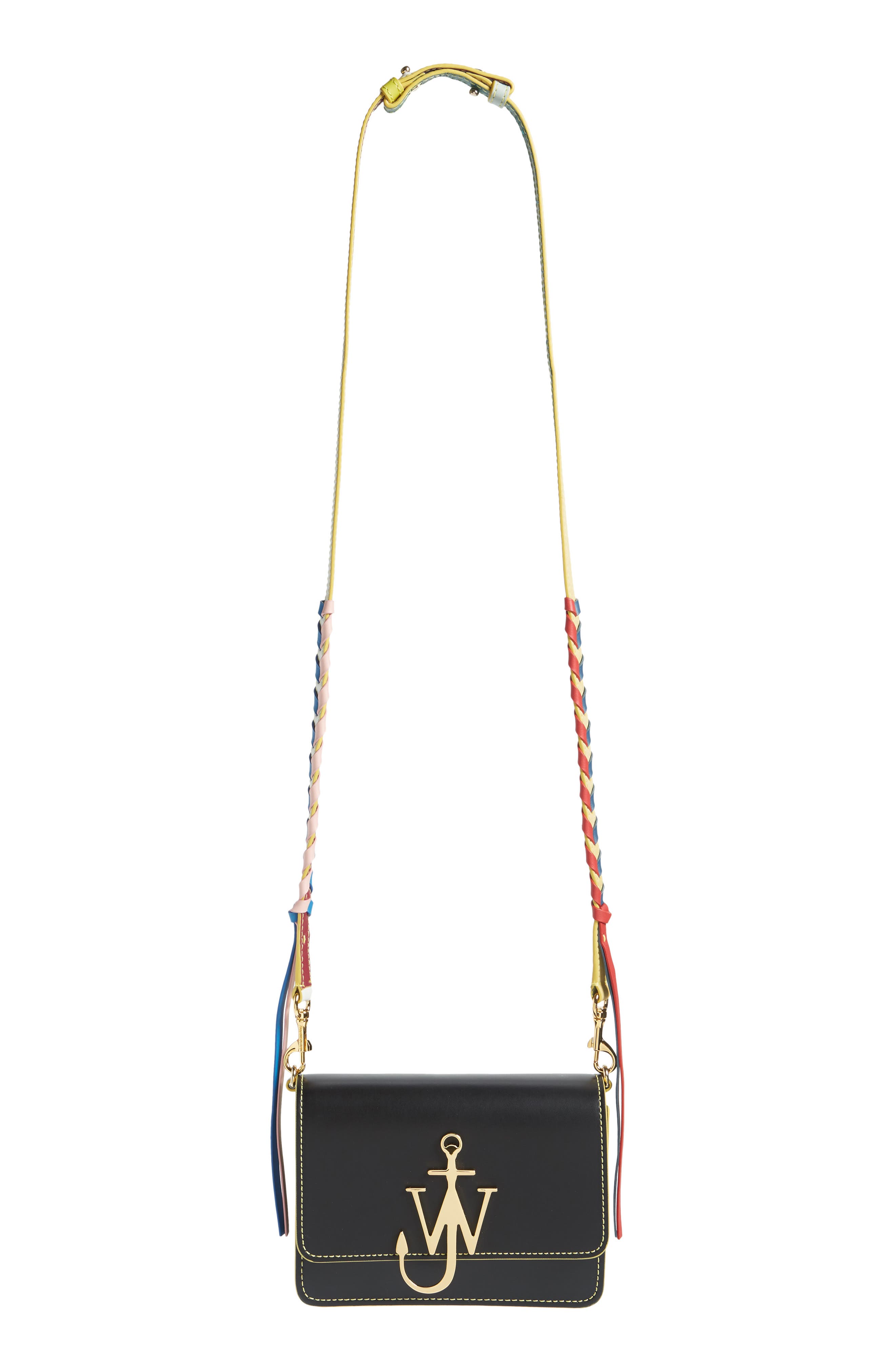 JW Anderson Anchor Braided Strap Leather Crossbody Bag, Alternate, color, 