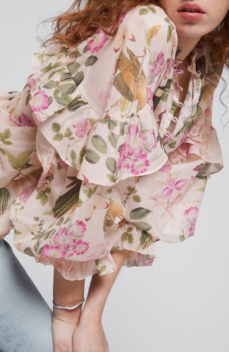 & Other Stories Floral Print Ruffle Sleeve Blouse, Alternate, color,