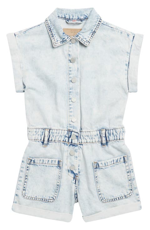 Kids' Acid Wash Denim Romper (Big Kid)