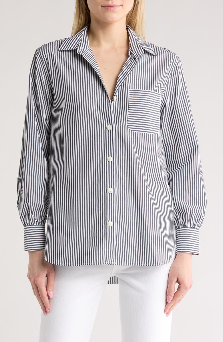 rag & bone Max Button Up Shirt, Main, color, Navy White Stripe